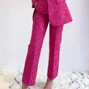 Zara lace pink high waist crop pant